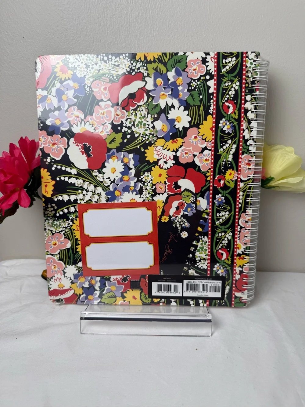 NWT Vera Bradley Poppy Fields Large Notebook with Labels RETIRED RARE New
